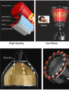 שק אגרוף - תמונה מחולקת ל 4 המציגה יתרונות של המוצר