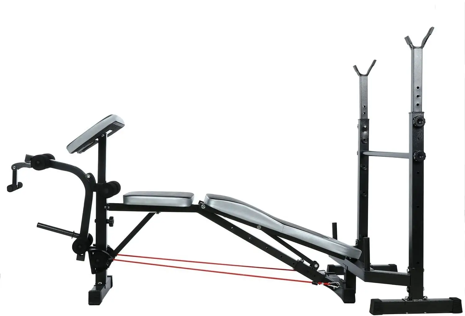 ספסל משקולות מכונן לזווית עבודה שלילית יחד עם רצועת התנגדות