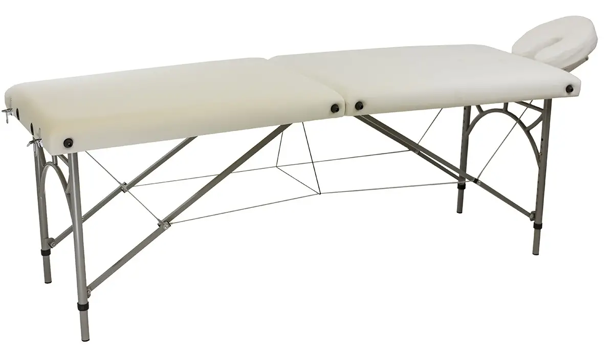 מיטת טיפולים מאלומיניום צבע לבן קורה עליונה