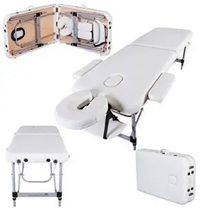 מיטת טיפולים מאלומניום צבע לבן קורה תחתונה כולל התוספות