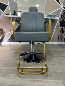 כיסא ברבר פרימיום אפור זהב פרונט