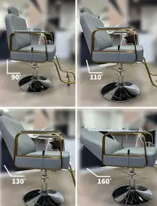 כיסא ברבר פרימיום אפור זהב גובה מתכוונן למצב שכיבה