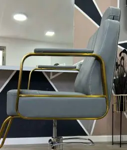 כיסא ברבר פרימיום אפור זהב משענת אורתופדית