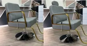 כיסא ברבר פרימיום אפור זהב משענת ראש