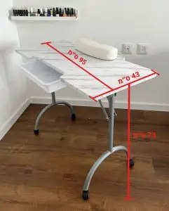 שולחן מניקור לבן מתקפל עיצוב איטלקי מידות