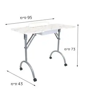 שולחן מניקור לבן מתקפל עיצוב איטלקי מידות שולחן כרית