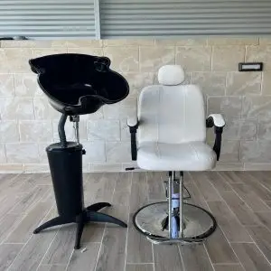 חדר ספרים לבן - כיסא+כיור חפיפה נייד פרונט