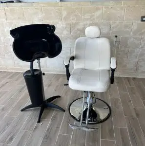 חדר ספרים לבן - כיסא+כיור חפיפה נייד פרופיל