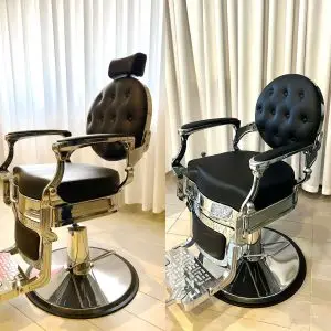 כיסא ברבר שחור פרימיום כרית ראש נשלפת