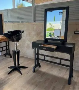 עמדת מספרה + כיור חפיפה נייד