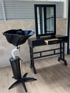 עמדת מספרה + כיור חפיפה נייד