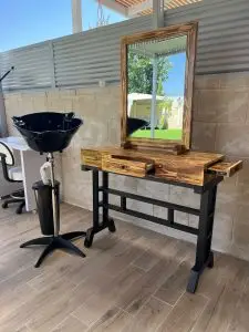 עמדת ספרים עץ + כיור