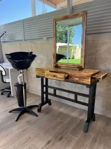 חדר ספרים - עמדת מספרה + כיור חפיפה נייד